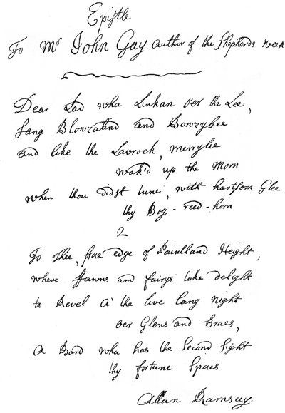 List Allana Ramsaya do Johna Gaya, XVIII wiek 1840 autorstwa Unbekannt