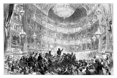 Spotkanie Ligi Anty-Corn Law w Drury Lane Theatre, Londyn, 1838 c1895 autorstwa Unbekannt