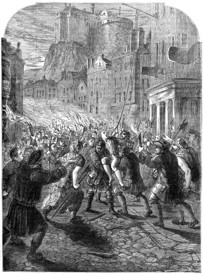 Tłum niosący kapitana Johna Porteousa na egzekucję, Edynburg, 1736 XIX wiek autorstwa Unbekannt