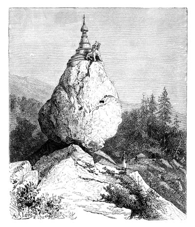 Pagoda na szczycie głazu, 1895 autorstwa Unbekannt