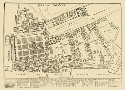 Zmniejszona kopia planu Fishers Ground Plan Pałacu Królewskiego w Whitehall, 1680, 1881. autorstwa Unbekannt