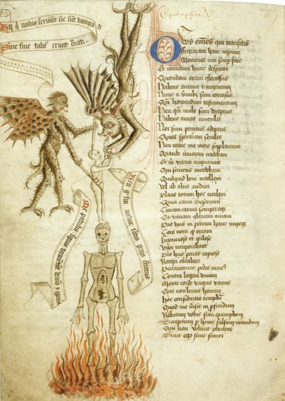 Dusza wyciągnięta z jego trupa przez demona. Ze Skali Doskonałości Waltera Hiltona, ok. 1460 autorstwa Unbekannt