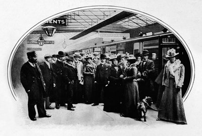 Grupa teatralna rozpoczynająca trasę koncertową, Euston Station, Londyn, ok. 1900 1901 r. autorstwa Unbekannt