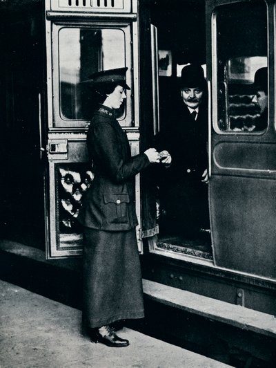 Kontrolerka biletów w pracy, ok. 1914 r. autorstwa Unbekannt
