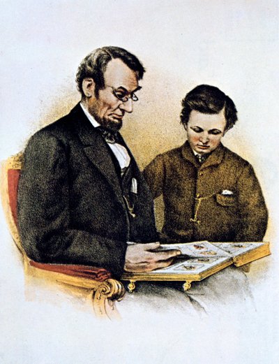 Abraham Lincoln i jego syn Tad, 9 lutego 1864 autorstwa Unbekannt