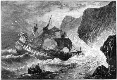 Admirał Somers kieruje swój statek na brzeg, Bermudy, 1609 c1880 autorstwa Unbekannt