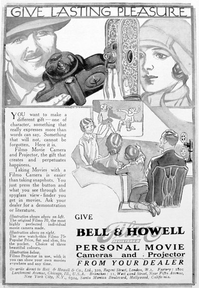 Reklama osobistych kamer filmowych i projektorów Bell & Howell, lata 20. autorstwa Unbekannt