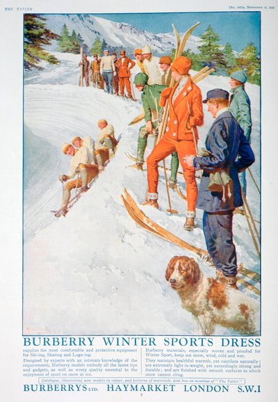 Reklama zimowej sukienki sportowej Burberry, 1928 autorstwa Unbekannt