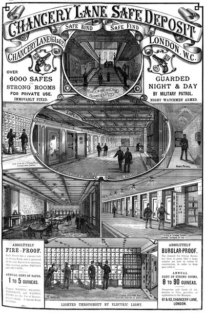 Ogłoszenie o sejfie na Chancery Lane, Londyn, 1887 autorstwa Unbekannt