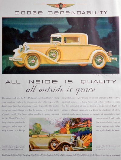Reklama samochodów Dodge, 1931 autorstwa Unbekannt