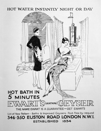 Ogłoszenie gejzeru Ewarts na gorącą wodę, 1928 autorstwa Unbekannt