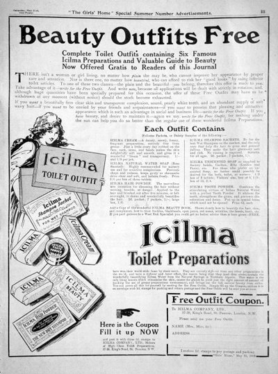 Ogłoszenie o preparatach toaletowych Icilma, 1913 autorstwa Unbekannt