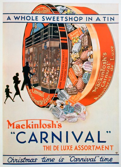 Reklama asortymentu toffi z firmy Mackintoshs Carnival, 1930 autorstwa Unbekannt