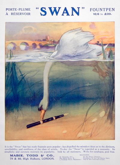 Ogłoszenie pióra wiecznego Swan, c1906 autorstwa Unbekannt