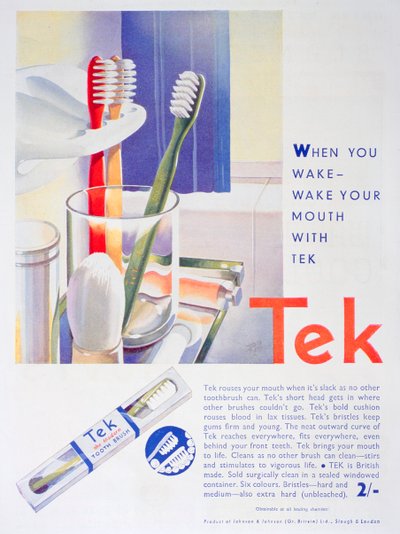 Reklama szczoteczek do zębów Tek, Johnson and Johnson, 1931 autorstwa Unbekannt