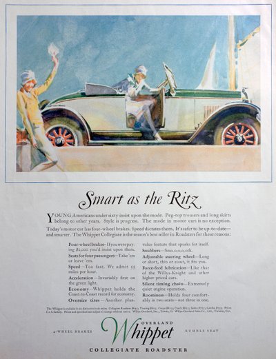 Reklama samochodu Overland Whippet Collegiate Roadster, 1927 autorstwa Unbekannt