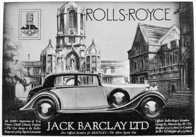 Reklama dla dealerów Jack Barclay Ltd, Rolls-Royce i Bentley, 1935 autorstwa Unbekannt