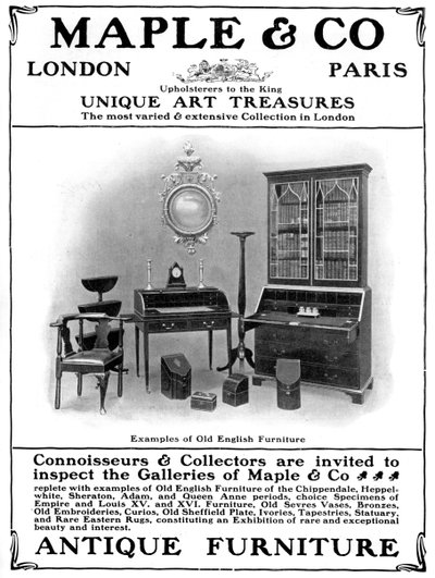 Reklama firmy Maple & Co of London, sprzedawców antycznych mebli, 1901 autorstwa Unbekannt
