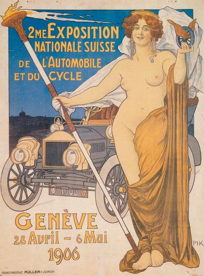 Reklama drugiej szwajcarskiej narodowej wystawy samochodów i rowerów, Genewa, 1906 autorstwa Unbekannt