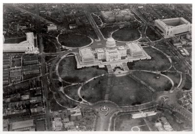 Widok z lotu ptaka na Kapitol, Waszyngton DC, USA, z Zeppelina, 1928 1933 autorstwa Unbekannt