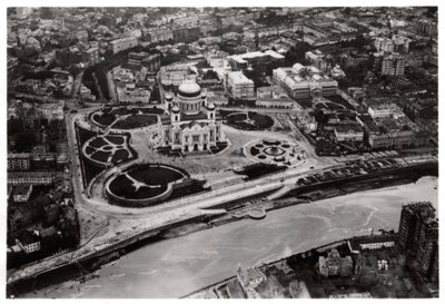 Widok z lotu ptaka na katedrę Chrystusa Zbawiciela, Moskwa, ZSRR, z Zeppelina, 1930 1933 autorstwa Unbekannt
