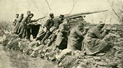 Po deszczach: piechota serbska... podczas powodzi, I wojna światowa, ok. 1915, ok. 1920. autorstwa Unbekannt