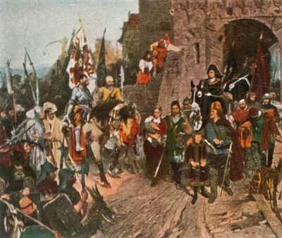 Agnes von Rosenberg oddaje zamek swojego ojca husytom, 1426, 1936. autorstwa Unbekannt