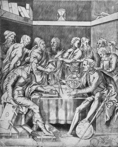 Agryppa uczy swoich uczniów matematycznie, 1553, 1936 autorstwa Unbekannt