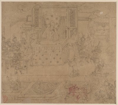 Album tematów taoistycznych i buddyjskich: Kings of Hells: Leaf 30, 1200s. autorstwa Unbekannt