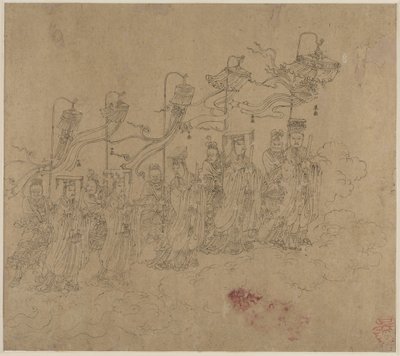 Album tematów taoistycznych i buddyjskich: Procesja bóstw taoistycznych: Liść 5 , 1200s. autorstwa Unbekannt