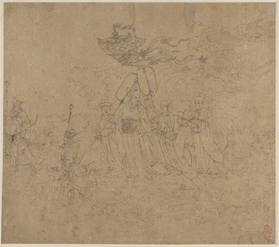 Album tematów taoistycznych i buddyjskich: Procesja bóstw taoistycznych: Liść 6, 1200s. autorstwa Unbekannt