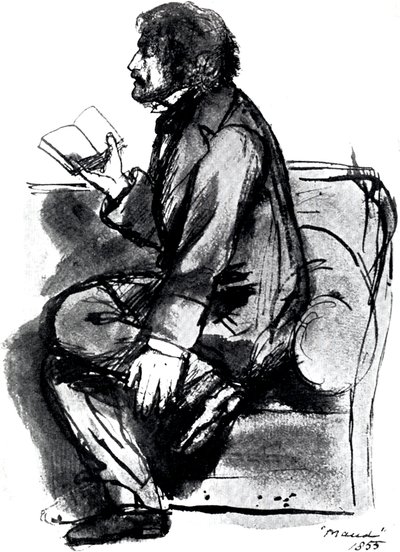 Alfred Tennyson, lst Baron Tennyson 1809-1892, angielski poeta, 1855 autorstwa Unbekannt
