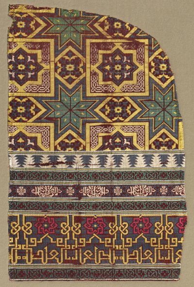 Alhambra wiszący fragment ze zdobionymi paskami, 1300s. autorstwa Unbekannt