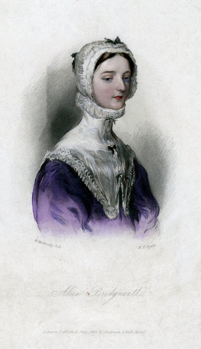 Alice Bridgenorth, postać z powieści Waltera Scotta Peveril of the Peak, 1833 autorstwa Unbekannt