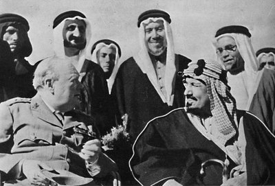 Wśród innych władców Bliskiego Wschodu, król Ibn Saud z Arabii Saudyjskiej, 1945 autorstwa Unbekannt
