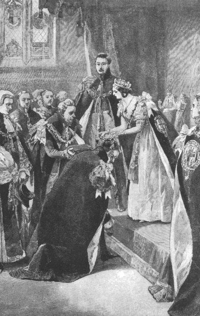 Założenie Orderu Podwiązki przez królową Wiktorię, ok. 1830, 1901. autorstwa Unbekannt