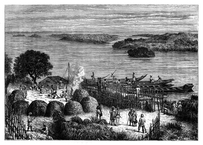 Obozowisko nad rzeką Kongo, Afryka, ok. 1890 r. autorstwa Unbekannt
