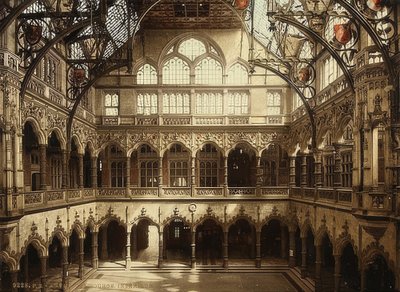Antwerpia (Anvers). Widok wnętrza giełdy. Około 1900. Fotografia Photoglob / Zurych autorstwa Unbekannt