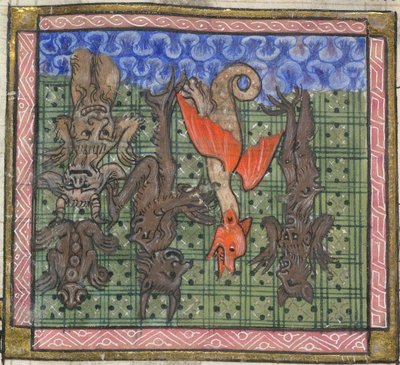 Apokalipsa, Detal: Demony spadające z nieba, ok. 1370-1375 autorstwa Unbekannt