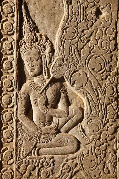 Rzeźba tancerza Apsara w Angkor Wat, Siem Reap, Kambodża autorstwa Unbekannt