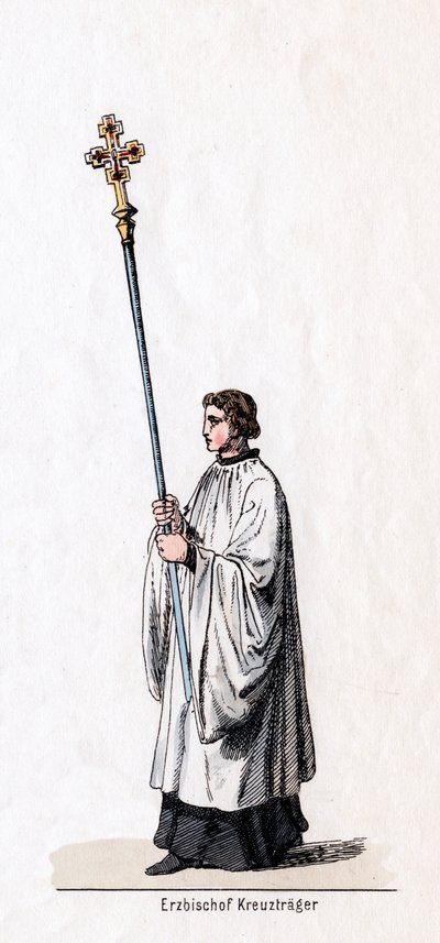 Krzyż arcybiskupi, projekt kostiumu do sztuki Szekspira, Henryk VIII, XIX w. autorstwa Unbekannt