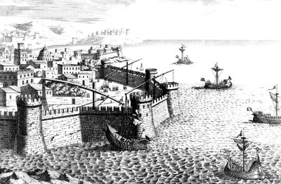 Archimedes Crow, urządzenie używane podczas oblężenia Syrakuz, 215-212 pne XVIII wiek autorstwa Unbekannt