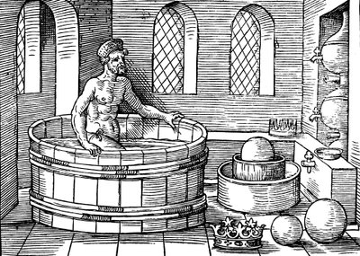 Archimedes c287-212 pne, starożytny grecki matematyk i wynalazca, w swojej łaźni autorstwa Unbekannt
