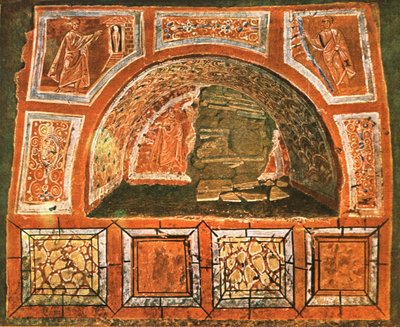 Arcosolium w Katakumbach Domitylli przy Via Ardeatina, Rzym, Włochy, 1928. autorstwa Unbekannt