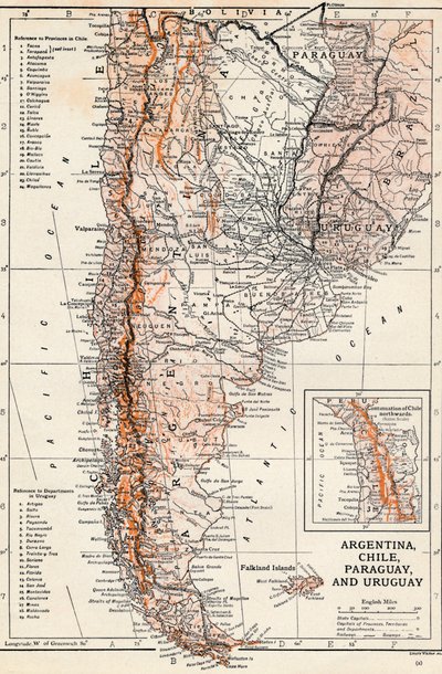 Argentyna, Chile, Paragwaj i Urugwaj autorstwa Unbekannt