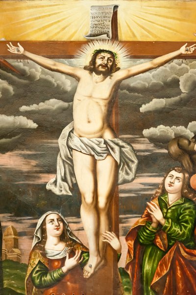 Ormiański Kościół Apostolski; Fresk; scena z Nowego Testamentu; ukrzyżowanie Jezusa; Katedra Vanka; Jolfa lub Nowa Julfa; Isfahan; Iran; Azja autorstwa Unbekannt