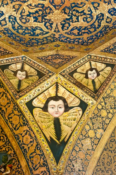 Ormiański Kościół Apostolski; malowanie sufitów; twarz ze skrzydłami; cherubin i serafin; Katedra Vanka; Jolfa lub Nowa Julfa; Isfahan; Iran; Azja autorstwa Unbekannt