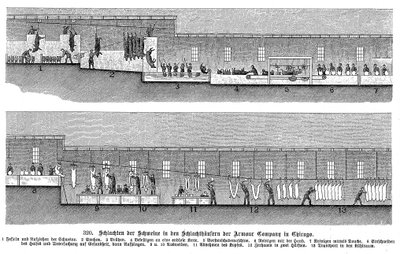 Ubojnia trzody chlewnej firmy Armor Company, Chicago, Illinois, USA, 1895 r. autorstwa Unbekannt