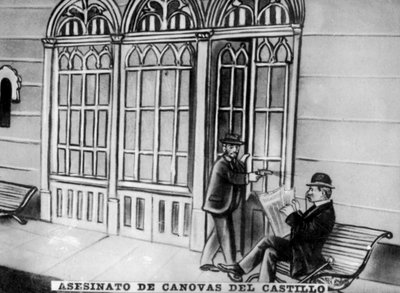 Zamach na Antonio Canovas del Castillo, 1897 autorstwa Unbekannt