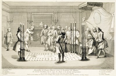 Zgromadzenie masonów przed inicjacją mistrza, ok. 1733 r. autorstwa Unbekannt
